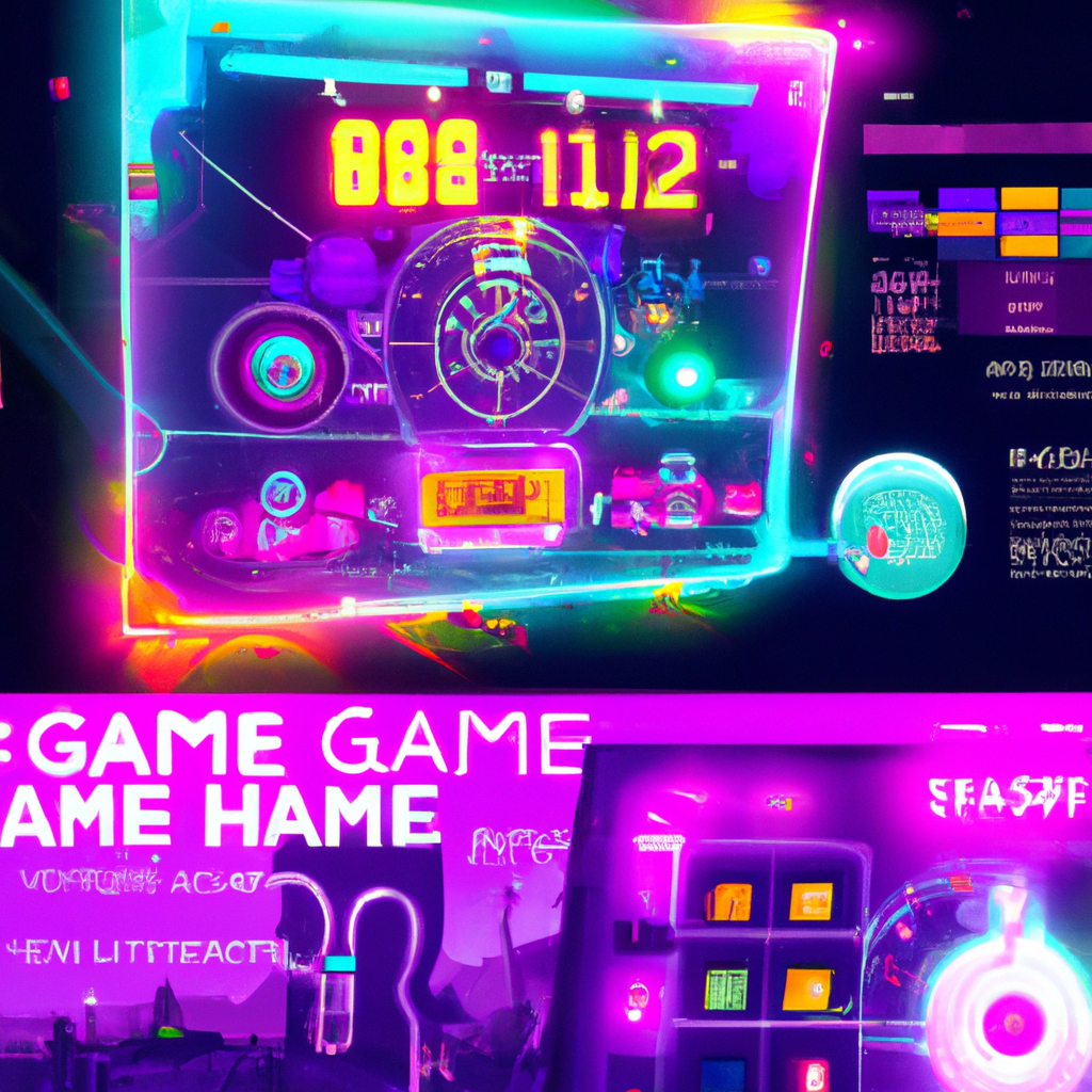 ArcadeForge overview: a neon game HUD and modular panels